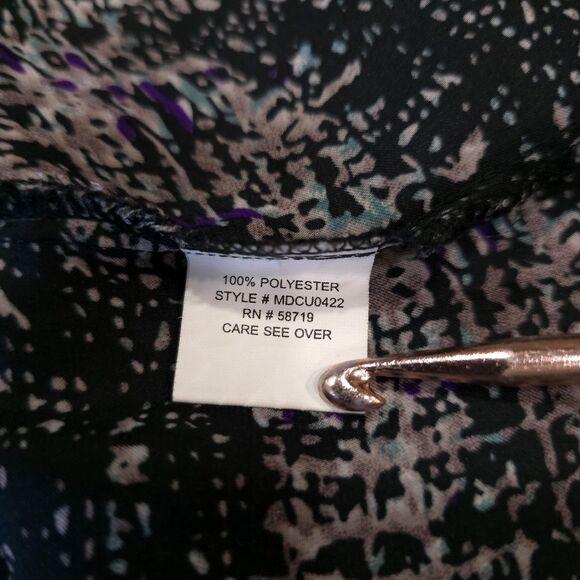 90s Satin Sleeveless NeckTie Top SzM Y2K Whimsigoth Flowy Black Teal Punk Urban - Picture 12 of 12